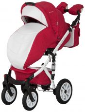 Детская коляска 2 в 1 Riko Brano Ecco 20 Sport Red (белая кожа – красная ткань)